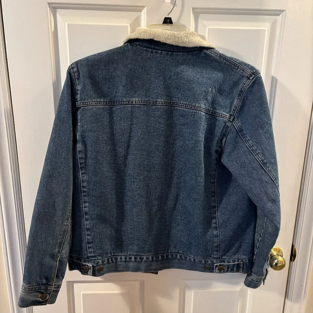 Vintage Ralph Lauren Sherpa Collar Denim Jacket ~ Med ~ Equestrian ~ Lauren Jean - Picture 2 of 7